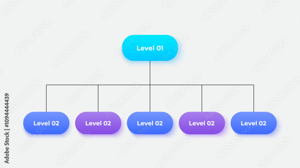 Poster business hierarchy chart infographics. corporate organizational structure graphic elements with 2 le