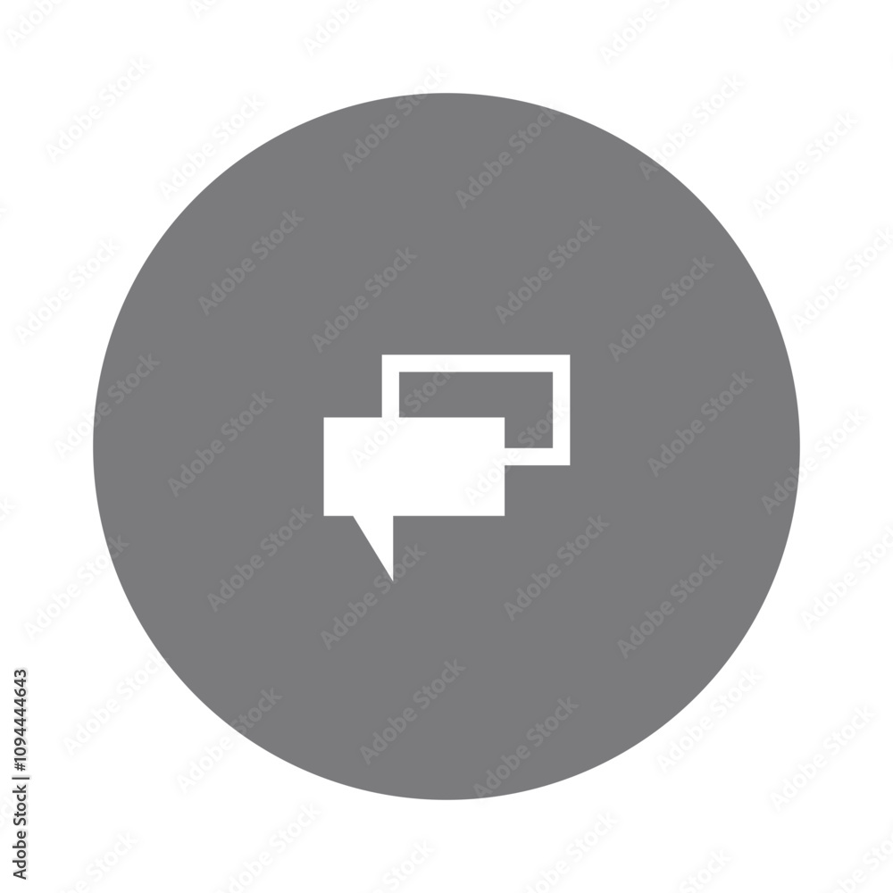 Poster two overlapping chat bubbles symbolize communication and interaction.