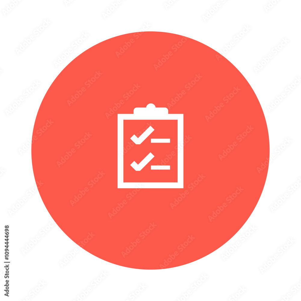 Poster icon of a checklist on a clipboard, symbolizing task completion and organization.