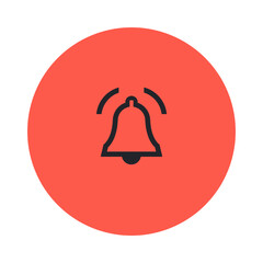 Bell icon on red circle, symbolizing notifications or alerts.