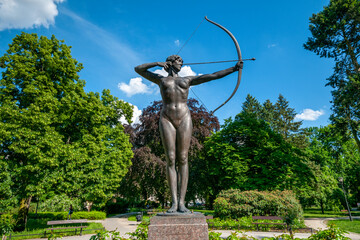 Archer, sculpture in the park of Jan Kochanowski. Bydgoszcz, Kuyavian-Pomeranian Voivodeship, Poland