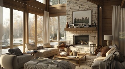 modern living room with beautiful furniture