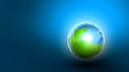Fototapeta premium Stylized Green And Blue Earth Globe On Blue Background