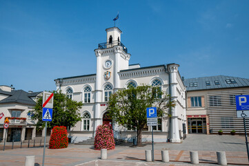Naklejka premium Town hall in Ciechanów, Masovian Voivodeship, Poland 