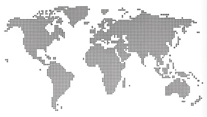 Dotted world map. Grey vector illustration. World map vector, isolated on white background. Suitable for web site pattern, anual report, inphographics. Globe similar worldmap icon.