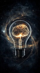 A brain inside a light bulb as a symbol of idea and innovation 12