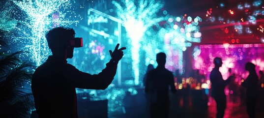 Obraz premium Futuristic New Year 2025 Celebration with Augmented Reality and Holograms