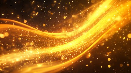 Obraz premium Golden abstract wave with sparkling particles