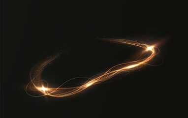 Gold curved light line, rope, spiral, tape. Smooth festive gold line png with light effects. Light golden Twirl png. Curve light effect of golden line. © Виктория Проскурина