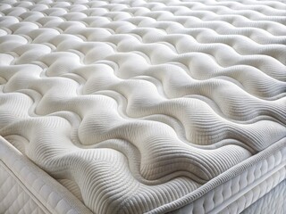 Fototapeta premium Close-up of a Plush White Memory Foam Mattress Topper with Soft Patterns for Ultimate Comfort and Relaxation