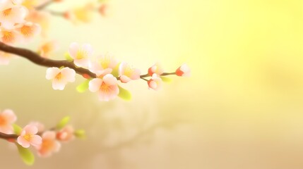 Fototapeta premium Delicate Peach Blossoms Branch Springtime Sunlight