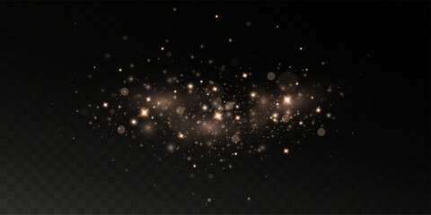 Christmas bokeh, glitter and gold dust for your design. Festive powder dust for cards, invitations, banners and advertising. Christmas light, lighting effect.