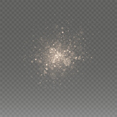 Christmas bokeh, glitter and gold dust for your design. Festive powder dust for cards, invitations, banners and advertising. Christmas light, lighting effect.