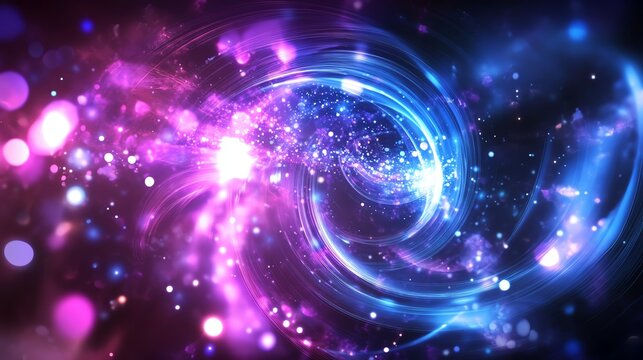 Vibrant swirl of pink and blue light - Powered by Adobe