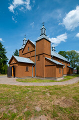 Fototapeta premium Wooden Church of St. Stanislaus in Lekowo, Masovian Voivodeship, Poland 