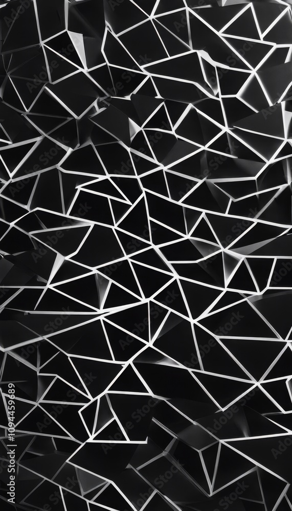 Poster geometric abstract pattern with intersecting white lines on a black background