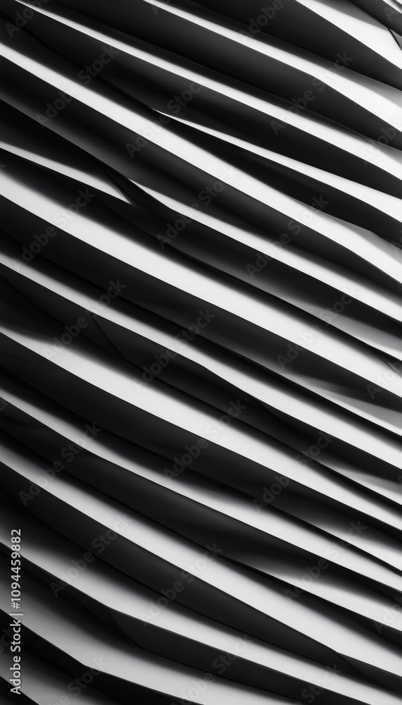 Poster Abstract black and white pattern with layered diagonal lines creating a dynamic texture
