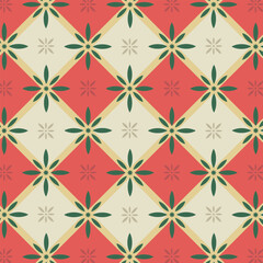 Christmas traditional lattice pattern in red, green and beige