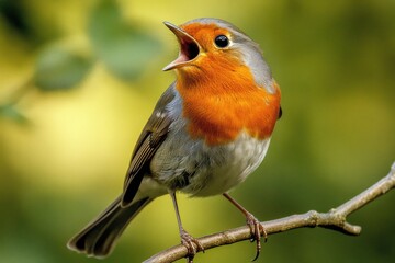 sparrow on a branch on green robin on a fence