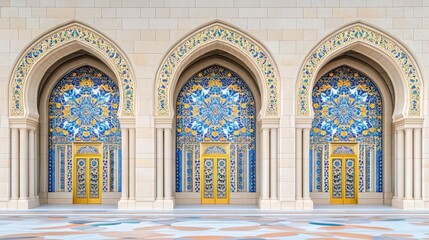 Obraz premium Islamic Mosaic with Gold Accents on Textured Wall