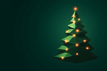 A Christmas tree made of geometric shapes and glowing lights in vector art. Geometric Christmas tree illustration.


