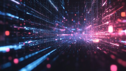 Naklejka premium Dynamic digital network with neon lights.