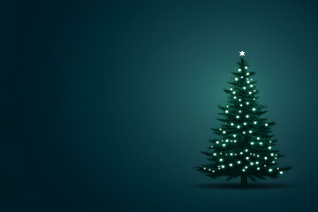 Vector illustration of a minimalist Christmas tree with subtle ornaments and soft glow. A simple Christmas tree vector.


