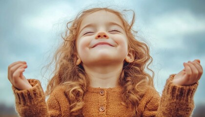 A child inspired by the freedom to explore and imagine, a joyful expression of boundless curiosity and wonder, capturing the spirit of childhood, the innocence of a young girl, feeling the wind in