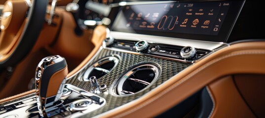 Luxurious Car Interior with Advanced AC Control Panel and Leather Design for Automotive Enthusiasts