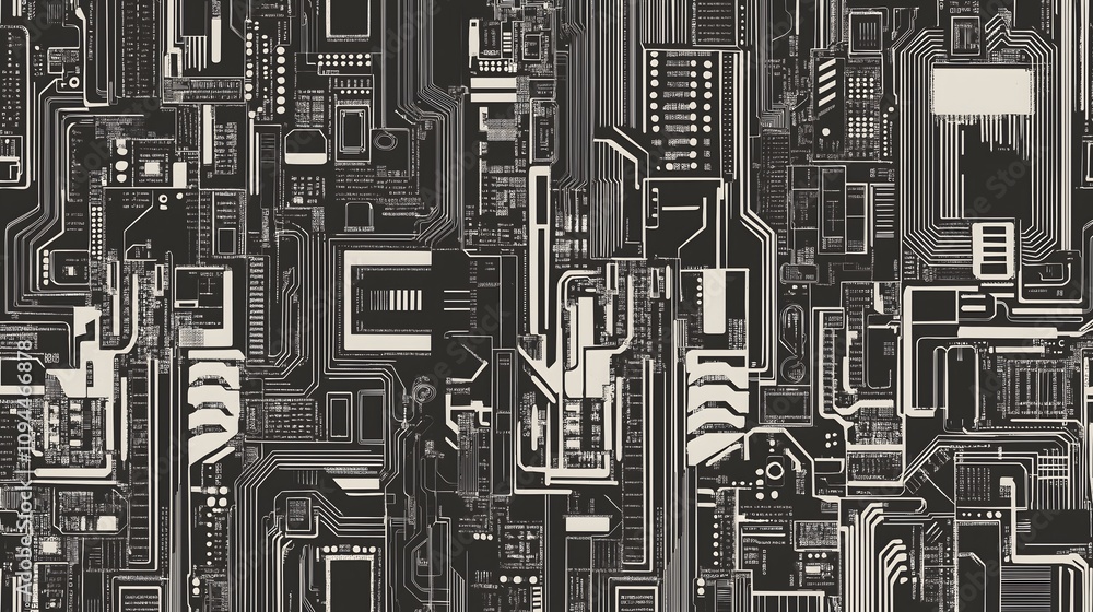 Aufkleber intricate circuit board pattern on dark background