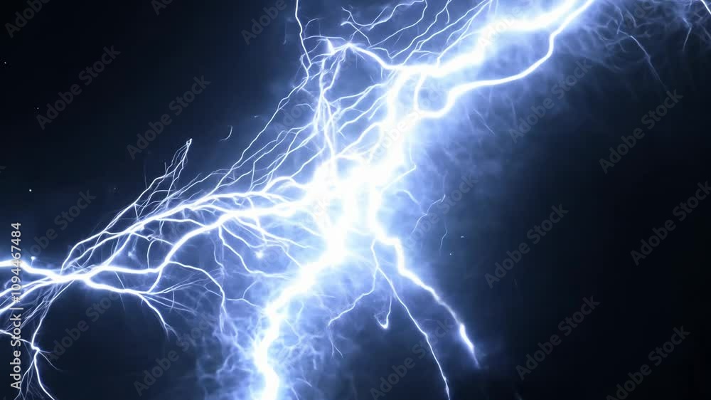 Poster camera dollies out from a central point as a white lightning bolt strikes, creating fractal branches