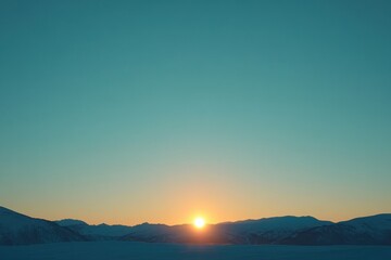 Fototapeta premium Witness the breathtaking spectacle of a horizon glowing with the early light of sunrise a vibrant sunrise paints the sky with fiery hues as the sun ascends over a snow-capped mountain range This