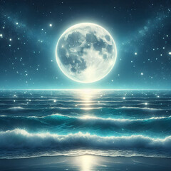 "Lunar Serenity: Enchanting Oceanic Reverie"