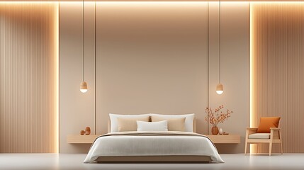 Modern bedroom design minimalist interior soft lighting relaxed ambiance contemporary concept