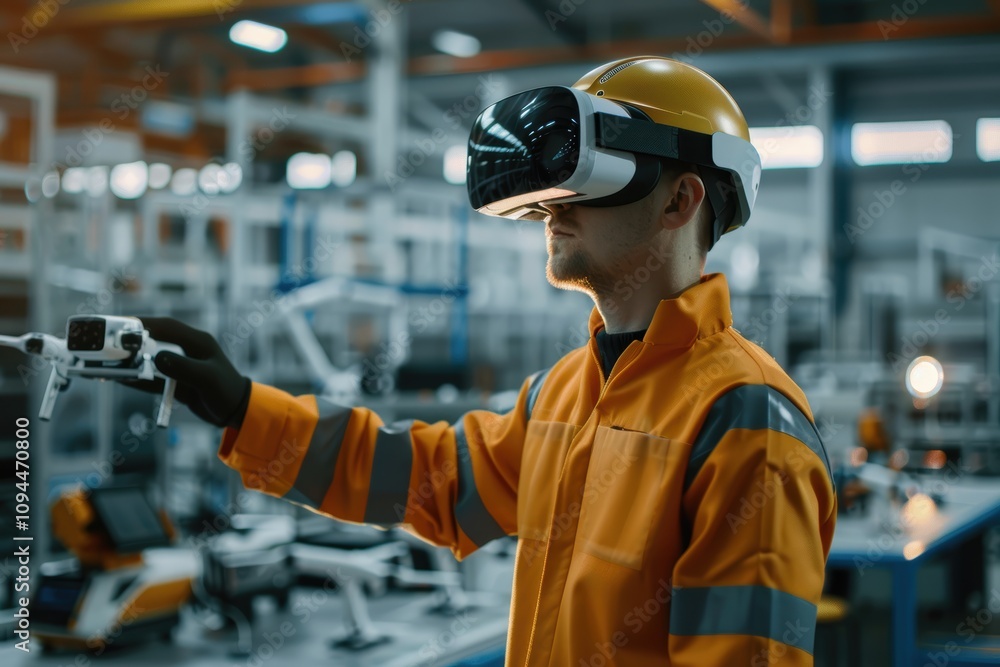 Aufkleber engineers utilizing vr for precision drone assembly in advanced tech production facility