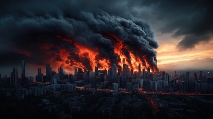 Obraz premium Futuristic Cityscape Under Dust Storm