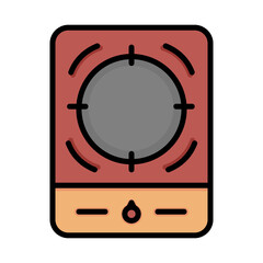 Orange electric stove with single buttons