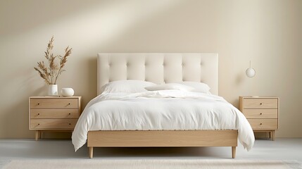 Stylish minimalist bedroom design contemporary home interior photography calm environment modern viewpoint for relaxation