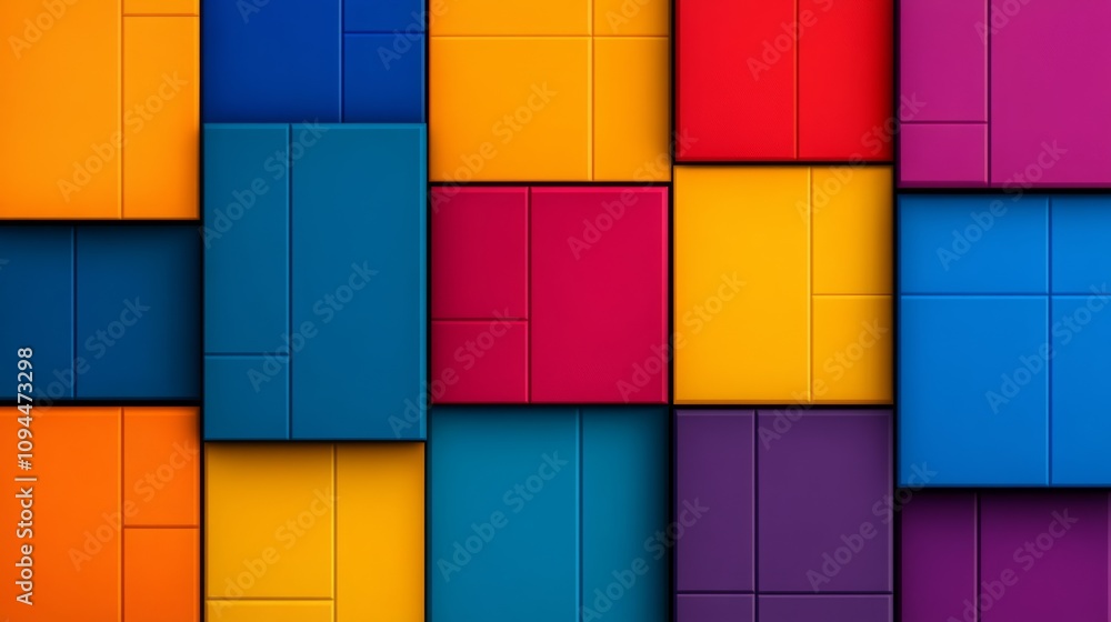 Aufkleber colorful wall made of blocks of different colors. the blocks are arranged in a way that creates a pa