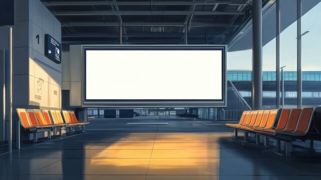 Airport terminal blank billboard mockup for advertising and marketing