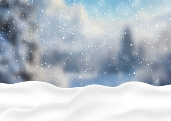 Winter snow on a defocussed snowy landscape