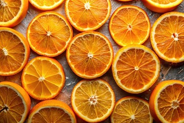 Obraz premium Closeup of Colorful Juicy Orange Slices with Long Exposure Textured Background for Vibrant Citrus Fruit Imagery