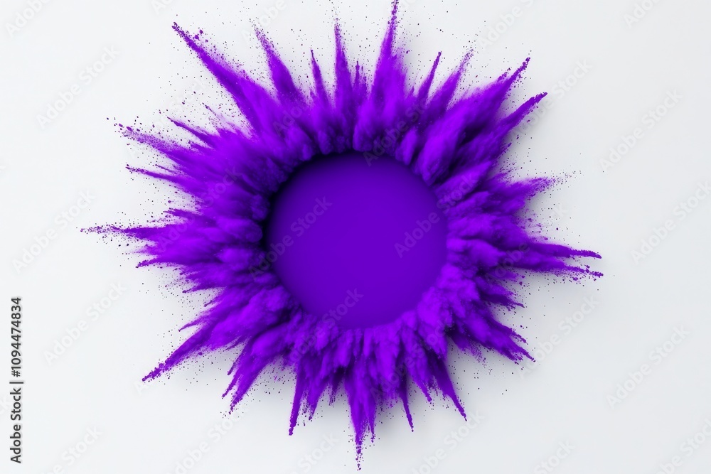 Poster purple explosion of color is depicted in the image. the explosion is in the shape of a circle, and t
