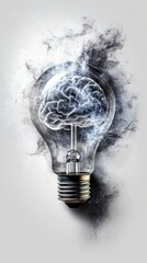 A brain inside a light bulb as a symbol of ideas and innovation 25