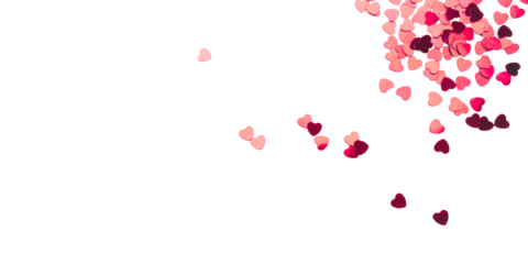 Red hearts on transparent background. Valentine's day concept.