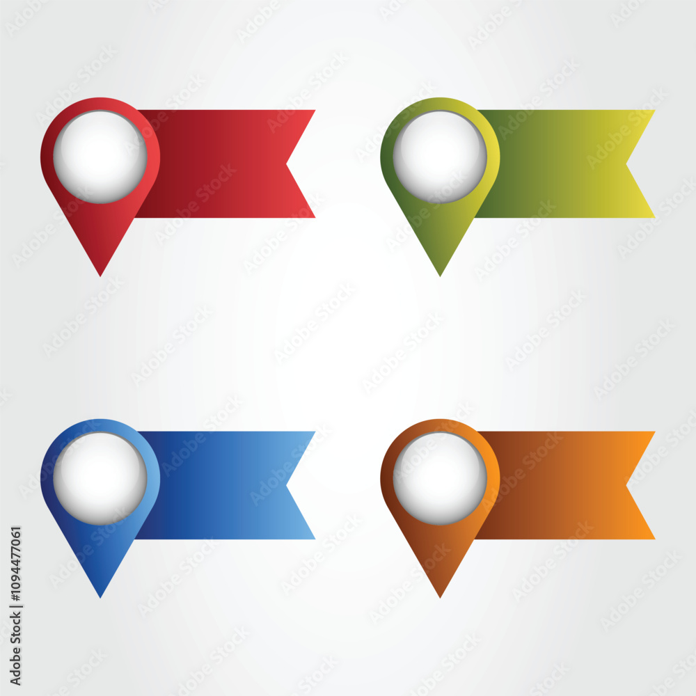 Poster pointers pin map infographic element isolated on white background vector.