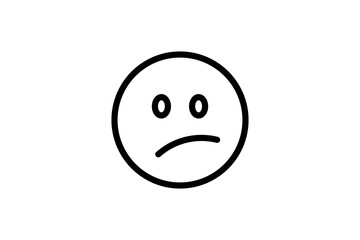 Confused face emoji. Line art emoticon vector icon