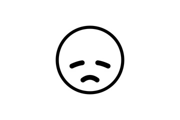 Disappointed face emoji. Line art emoticon vector icon