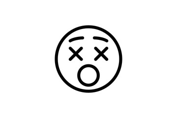 Dizzy face emoji. Line art emoticon vector icon