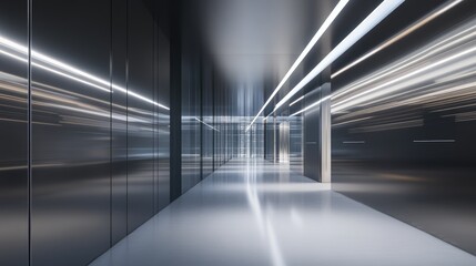 Obraz premium Modern Minimalist Interior with Reflective Surfaces